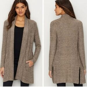 BAREFOOT DREAMS | Cozychic Lite Montecito Taupe Cardigan Knit Sweater size m